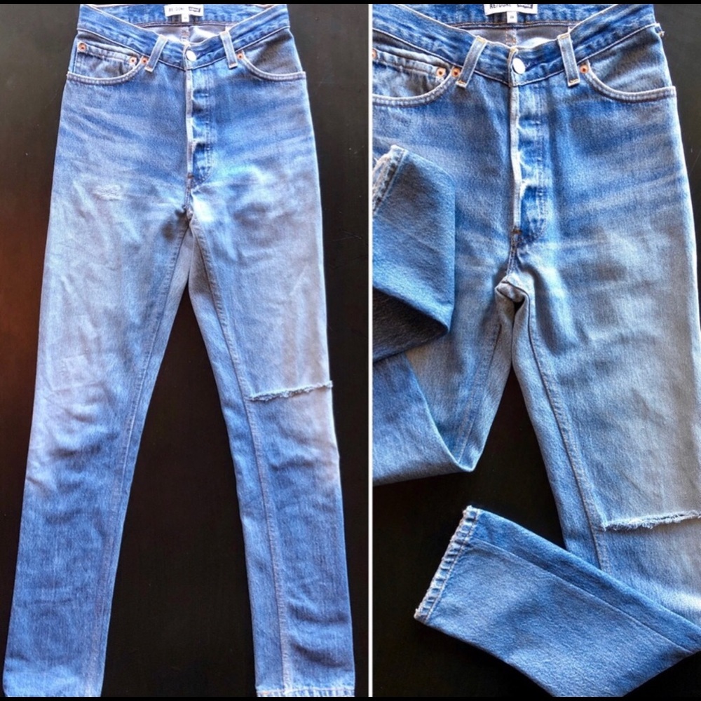 Re/done ultra high rise straight leg jeans
